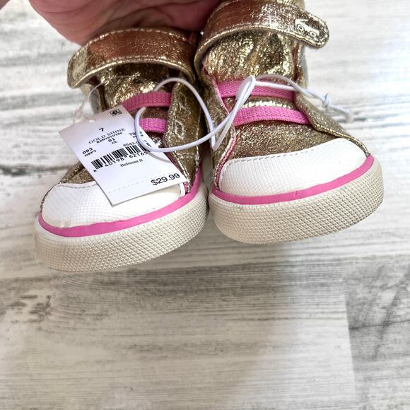 See Kai Run Belmont II Gold Shine Girls High-Top Sneakers Toddler Size 7 New - Picture 8 of 9